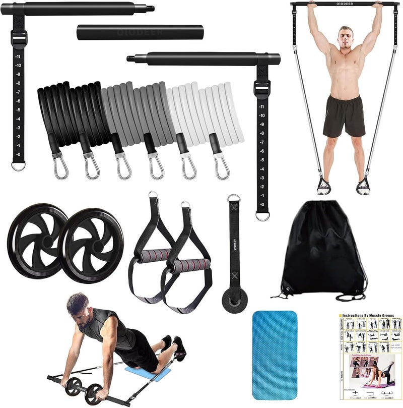 Olodeer Pilates Bar Kit with Resistance Bands for Working Out, Pilates Equipment with Ab Roller for All Fitness Levels, Portable Home Gym Full Body Workout Equipment for Women&Men - Image 1